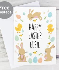Personalised Easter Bunny & Chick Card