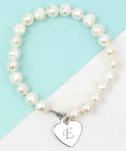 Personalised White Freshwater Scripted Initial Pearl Bracelet