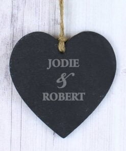 Personalised Couples Slate Heart Decoration
