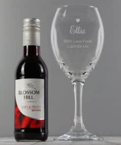 Personalised Red Wine & Heart Wine Glass Set