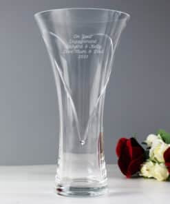 Personalised Large Hand Cut Diamante Heart Vase with Swarovski Elements