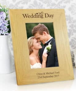 Personalised Wedding Day 4x6 Oak Finish Photo Frame