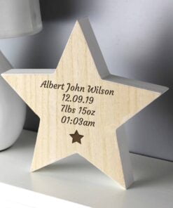 Personalised Star Motif Rustic Wooden Star Decoration