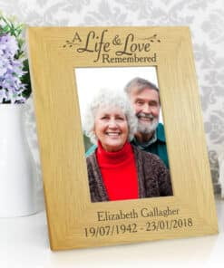 Personalised Life & Love 4x6 Oak Finish Photo Frame