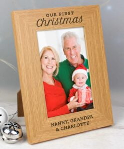 Personalised 'Our First Christmas' 4x6 Oak Finish Photo Frame