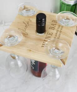 Personalised Free Text Four Wine Glass Holder & Bottle Butler