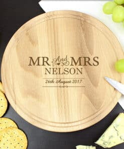 Personalised Mr & Mrs Round Chopping Board
