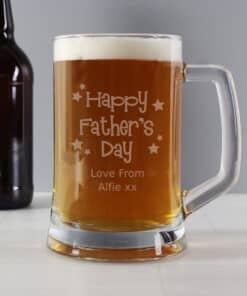 Personalised Happy Father's Day Stars Pint Stern Tankard