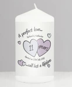 Personalised A Perfect Love Anniversary Pillar Candle