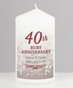 Personalised 40th Ruby Anniversary Pillar Candle