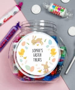 Personalised Easter Bunny & Chick Sweets Jar