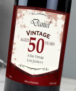 Personalised Red Wine Vintage Age Label