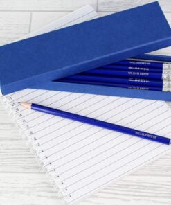 Personalised Box of 12 Blue HB Pencils