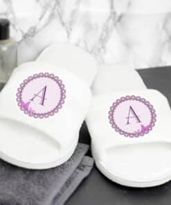 Personalised Butterfly Initial Velour Slippers