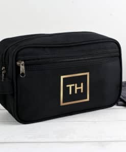 Personalised Gold Initials Black Vanity Bag