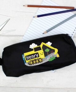 Personalised Digger Black Pencil Case