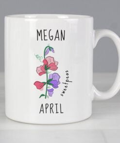 Personalised April Birth Flower - Sweet Peas Mug