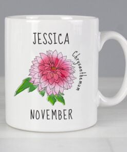 Personalised November Birth Flower - Chrysanthemum Mug