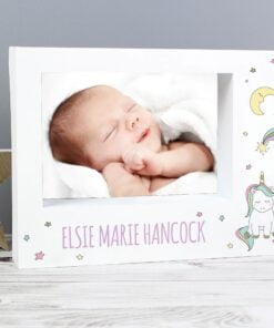 Personalised Baby Unicorn 7x5 Landscape Box Photo Frame