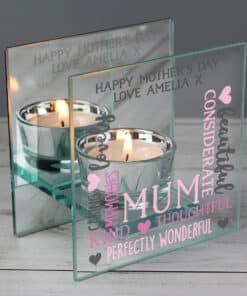 Personalised Mum Mirrored Glass Tea Light Holder