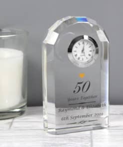 Personalised Golden Anniversary Crystal Clock