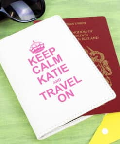 Personalised Keep Calm Cream Passport Holder