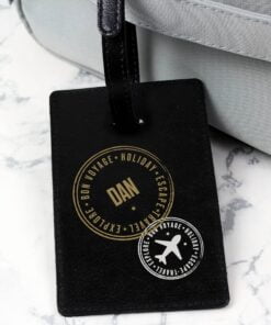 Personalised Stamped Black Luggage Tag